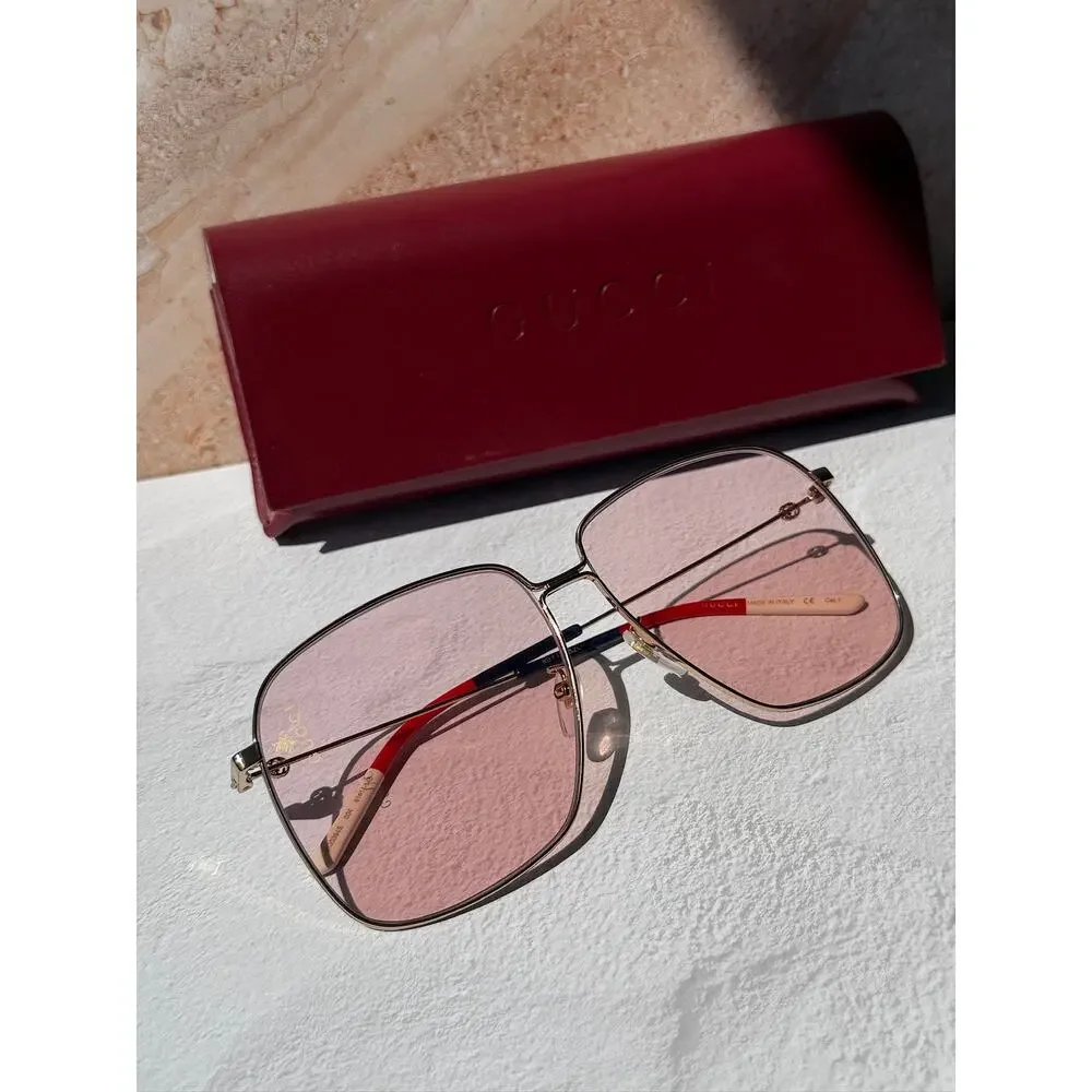 NEW Gucci GG0394S Gold Pink Lens Sunglasses RARE - Picture 4 of 10